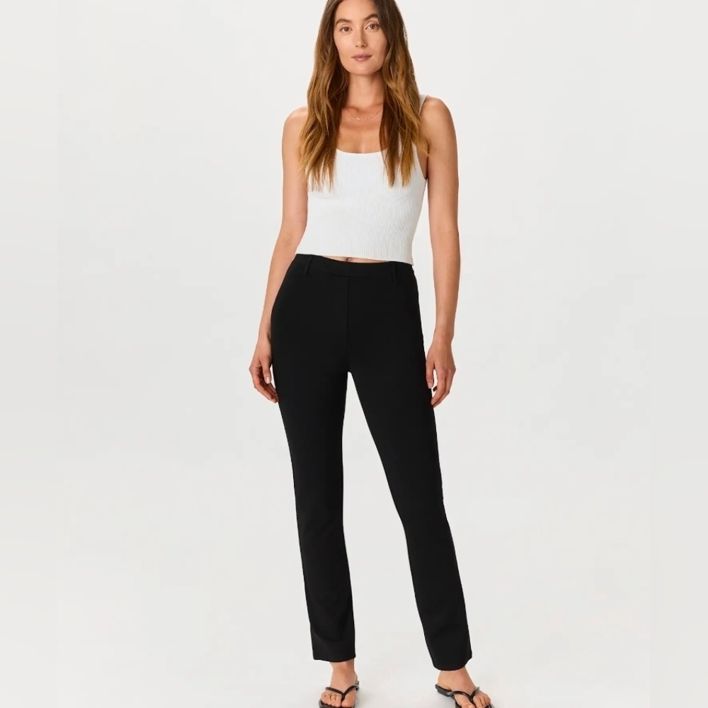 Quince Ultra-Stretch Ponte Straight Leg Pants black $99 medium M/30
